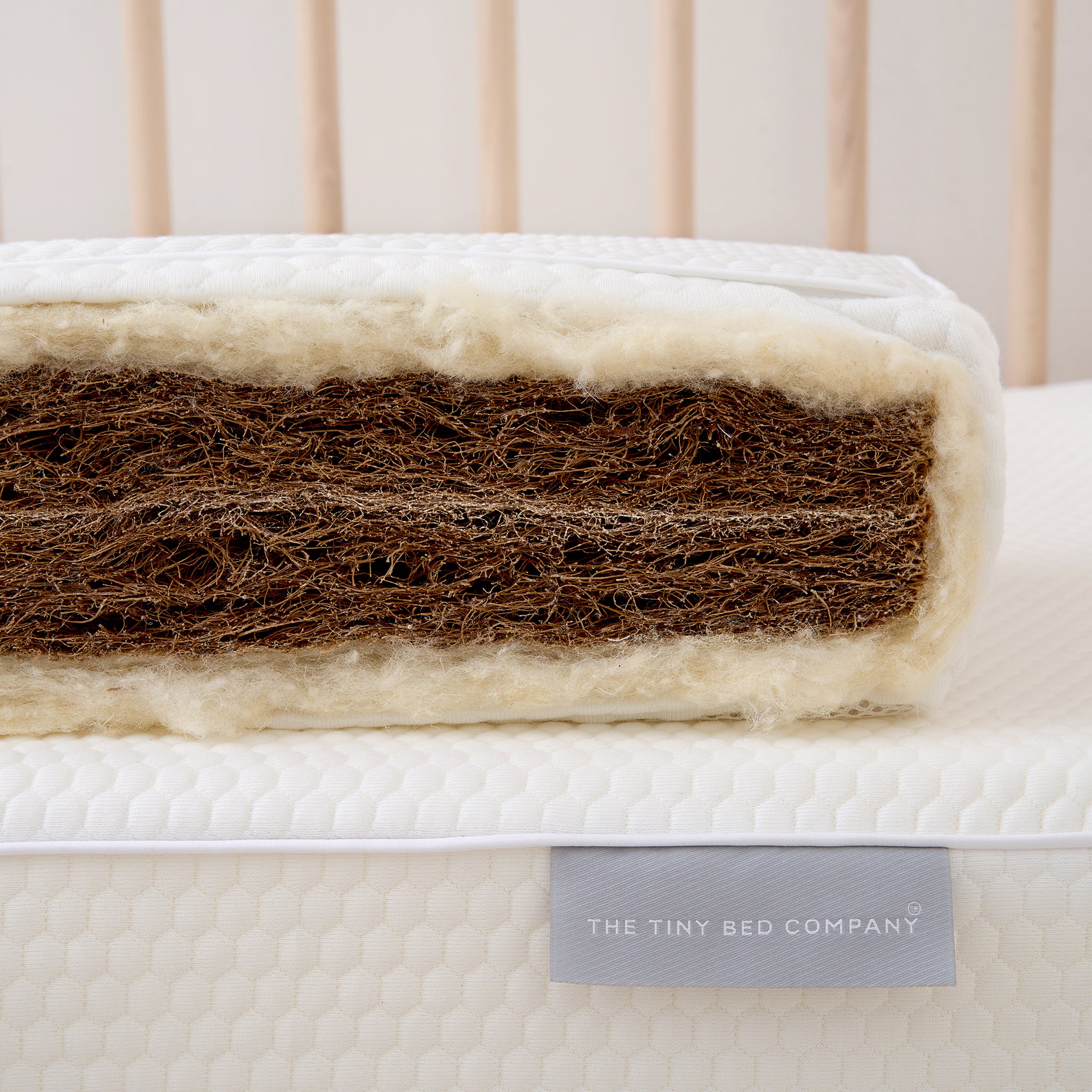 Tiny Dreamer Natural™ - Coconut Coir & 100% Wool Cot Mattress To Fit SnüzKot (117 x 68cm) - The Tiny Bed Company™