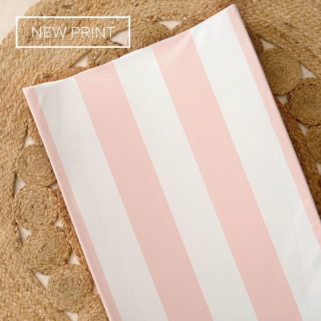 Anti-Roll Changing Mat - Hamptons (Soft Pink) - The Tiny Bed Company™
