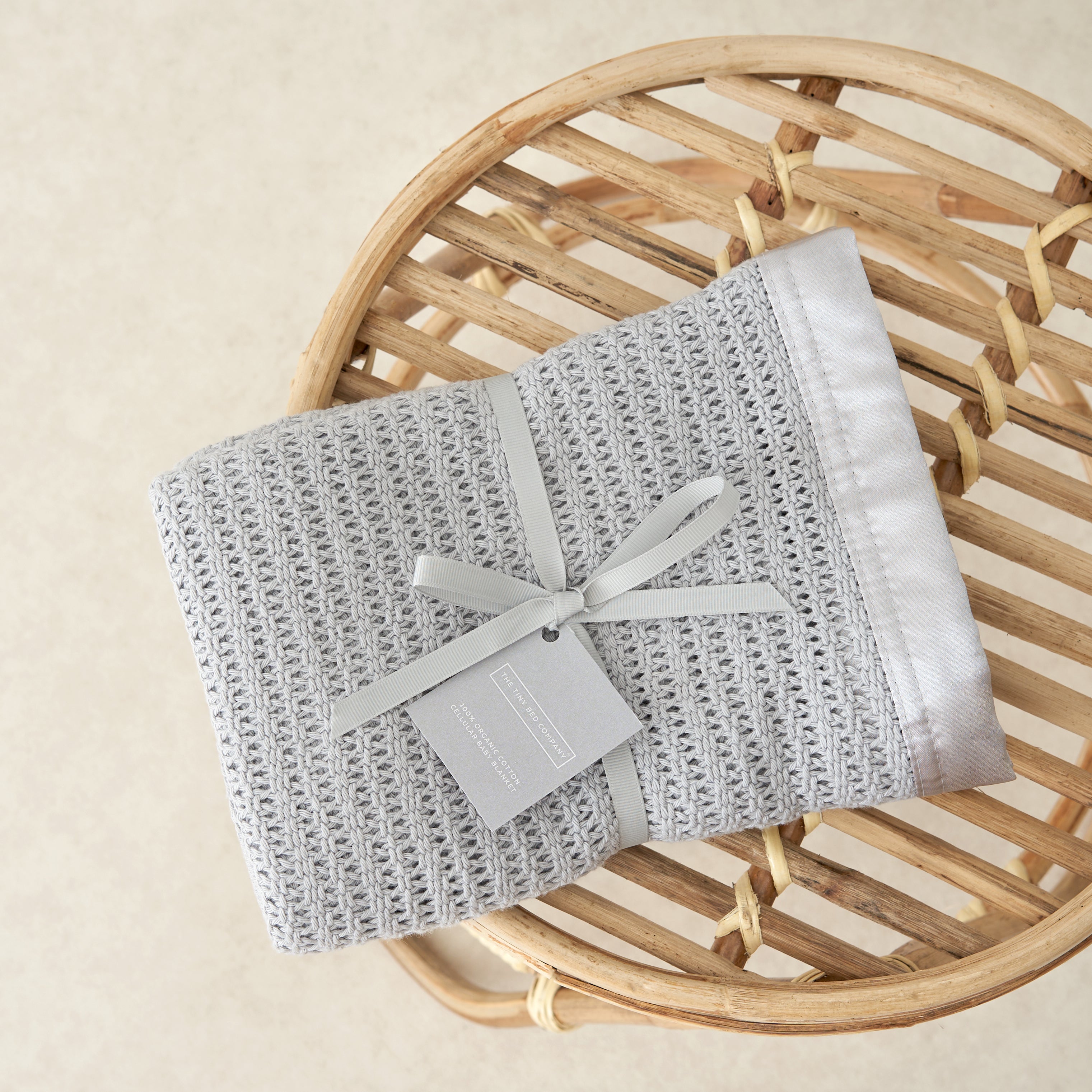 Luxury Organic Baby Blanket with Satin Edging – Grey & Grey - The Tiny Bed Company™