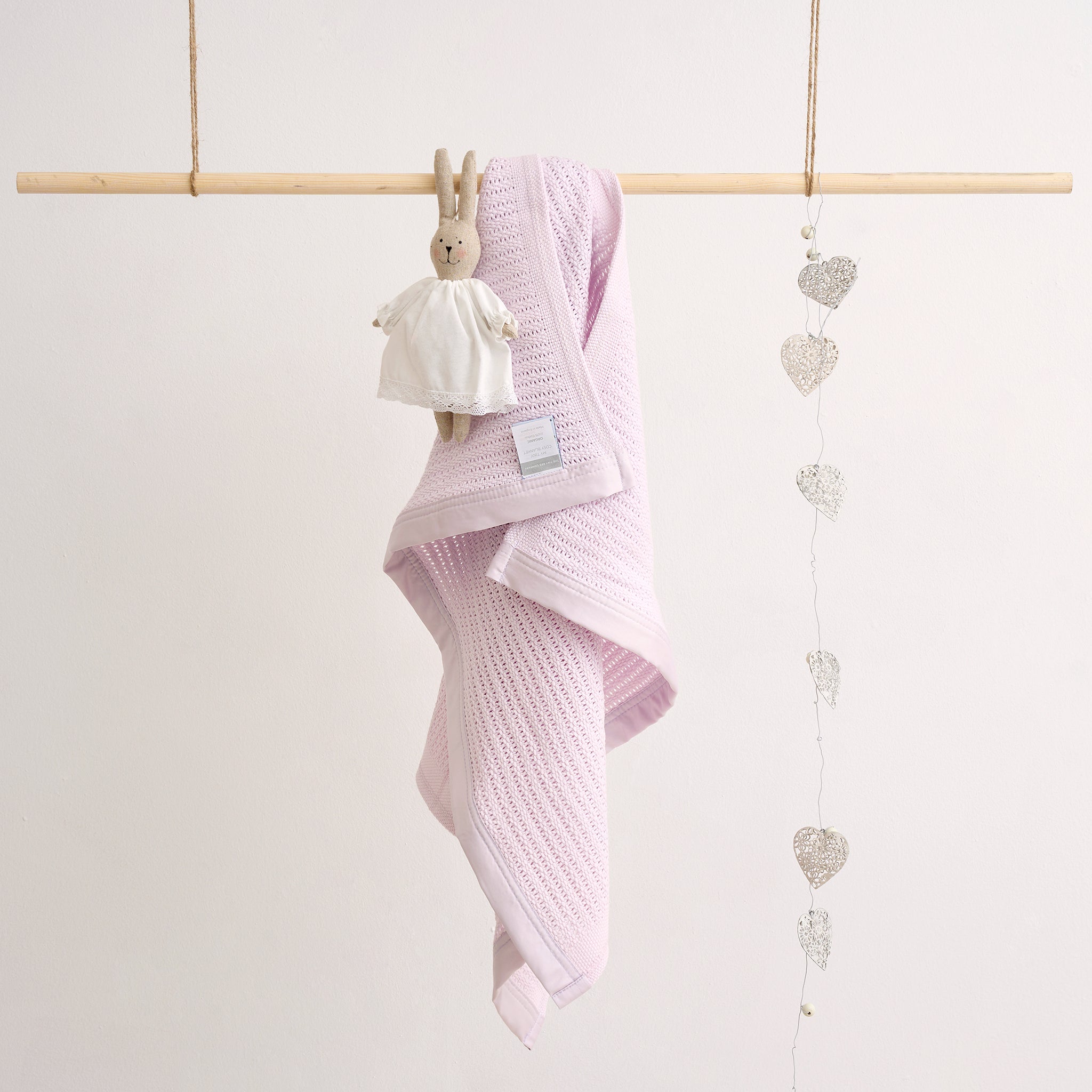 Luxury Organic Baby Blanket with Satin Edging – Dusty Pink - The Tiny Bed Company™